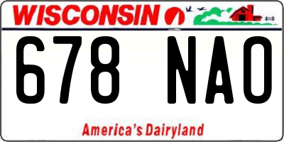 WI license plate 678NAO