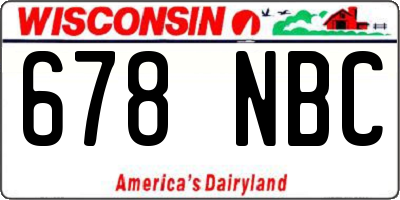 WI license plate 678NBC
