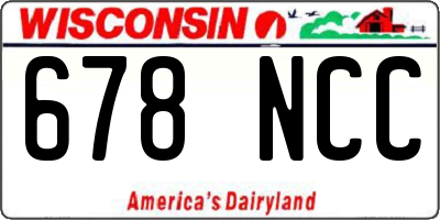 WI license plate 678NCC