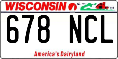 WI license plate 678NCL