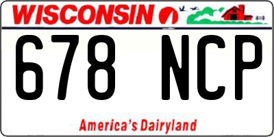 WI license plate 678NCP