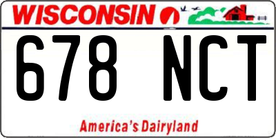 WI license plate 678NCT