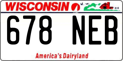 WI license plate 678NEB