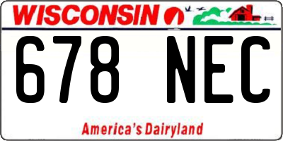 WI license plate 678NEC
