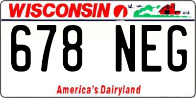 WI license plate 678NEG