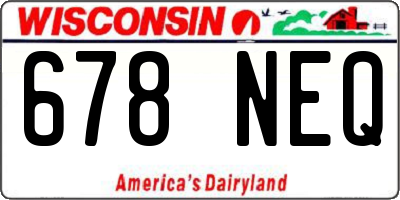 WI license plate 678NEQ