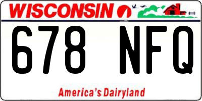 WI license plate 678NFQ
