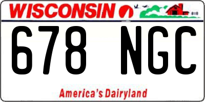 WI license plate 678NGC