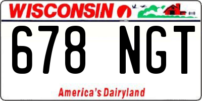WI license plate 678NGT