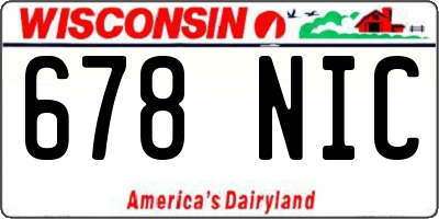 WI license plate 678NIC