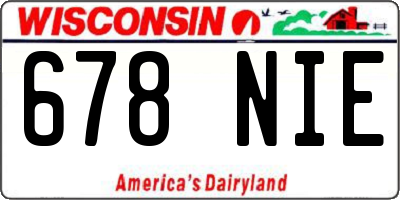 WI license plate 678NIE