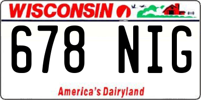 WI license plate 678NIG