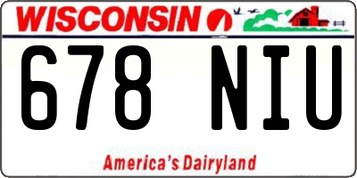 WI license plate 678NIU