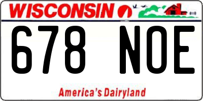 WI license plate 678NOE