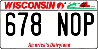 WI license plate 678NOP
