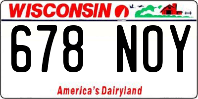 WI license plate 678NOY