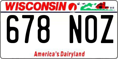WI license plate 678NOZ