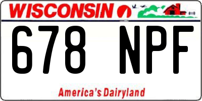 WI license plate 678NPF