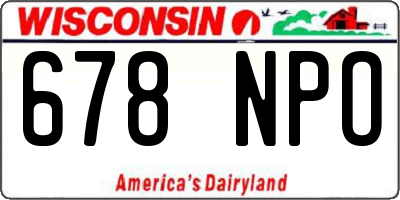 WI license plate 678NPO