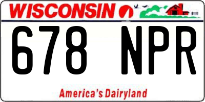 WI license plate 678NPR