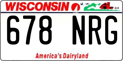 WI license plate 678NRG
