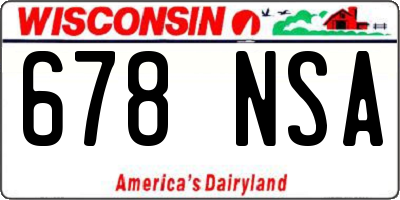 WI license plate 678NSA