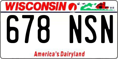 WI license plate 678NSN