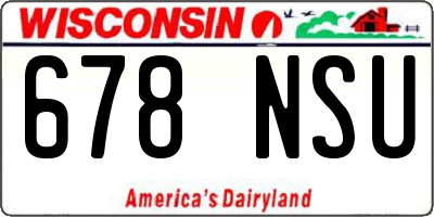 WI license plate 678NSU