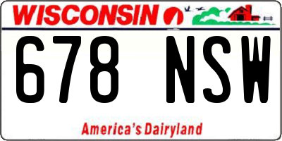 WI license plate 678NSW