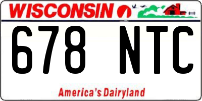 WI license plate 678NTC