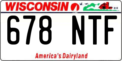 WI license plate 678NTF