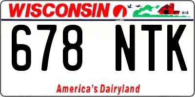 WI license plate 678NTK