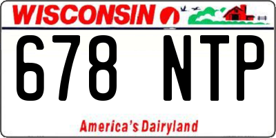 WI license plate 678NTP