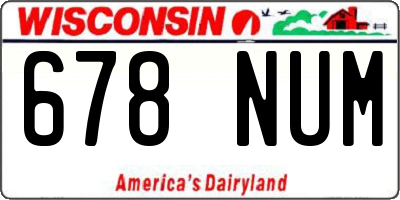 WI license plate 678NUM