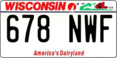 WI license plate 678NWF