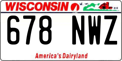 WI license plate 678NWZ