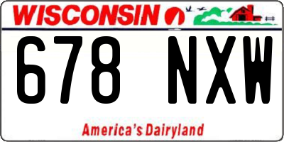 WI license plate 678NXW