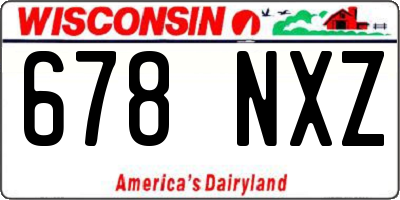 WI license plate 678NXZ