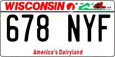WI license plate 678NYF