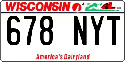 WI license plate 678NYT
