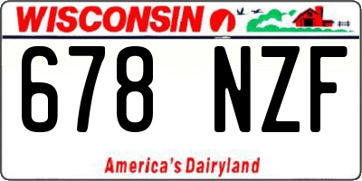 WI license plate 678NZF