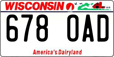 WI license plate 678OAD