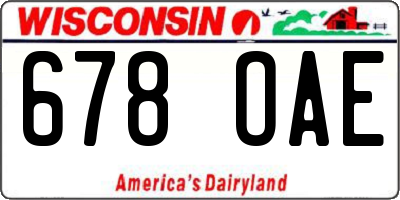 WI license plate 678OAE