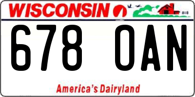 WI license plate 678OAN