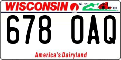 WI license plate 678OAQ