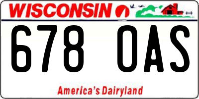 WI license plate 678OAS