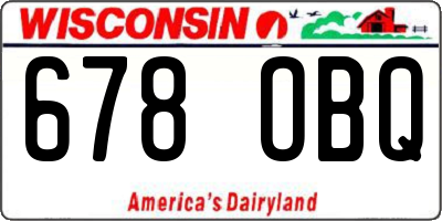 WI license plate 678OBQ