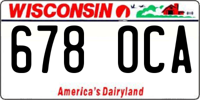 WI license plate 678OCA