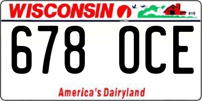 WI license plate 678OCE