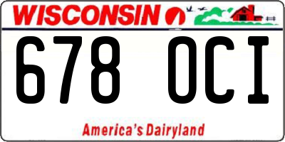 WI license plate 678OCI